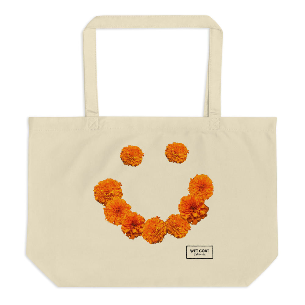 marigold smiley face large tote